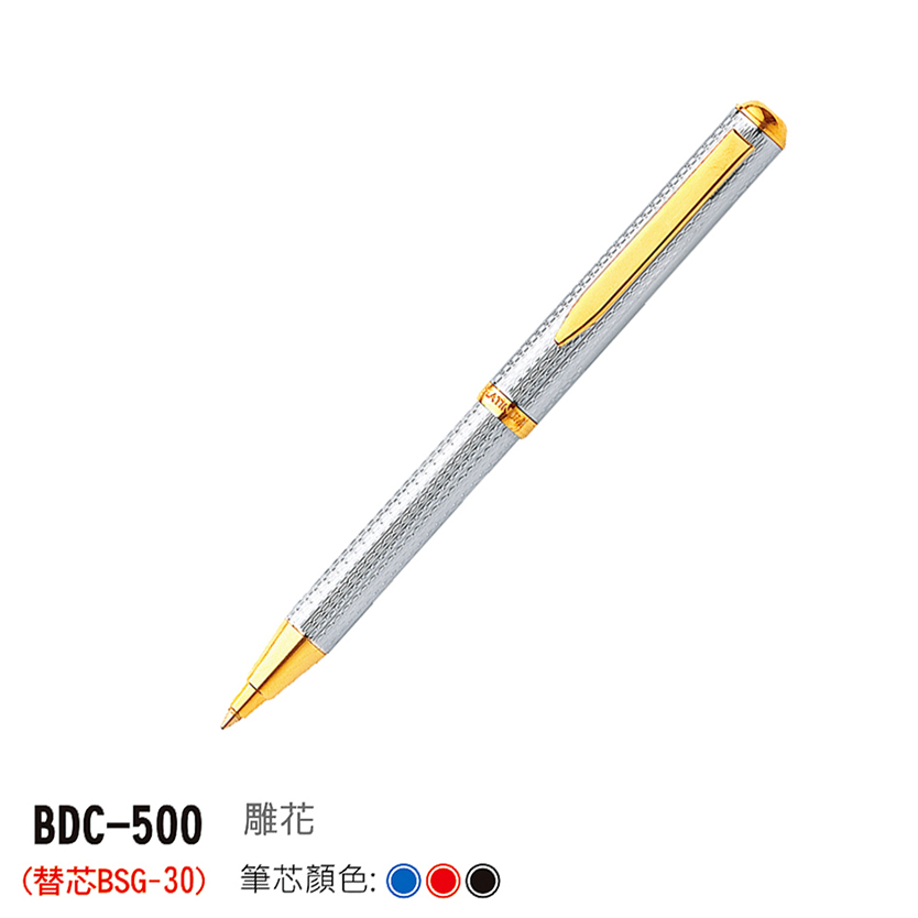 【文具通】PLATINUM 白金 BDC-500 雕花伸縮原子筆 0.7mm 筆桿長度約10cm