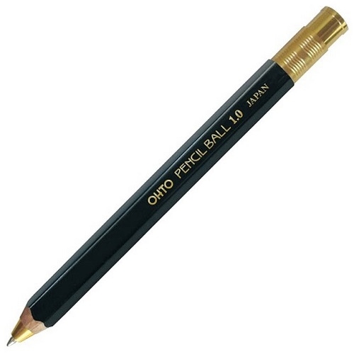 【文具通】OHTO BP-680E-BK 黑色原木鉛筆造型按鍵式原子筆 1.0mm