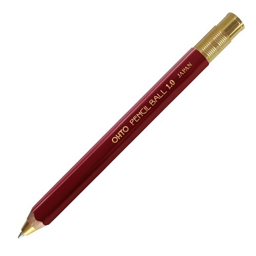 【文具通】OHTO BP-680E-EN 深紅原木鉛筆造型按鍵式原子筆 1.0mm