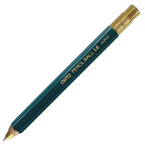 【文具通】OHTO BP-680E-GN 綠色原木鉛筆造型按鍵式原子筆 1.0mm