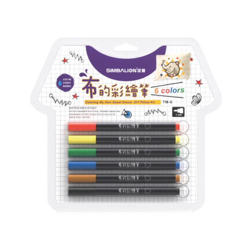 【文具通】SIMBALION 雄獅 TM-6 布的彩繪筆/衣服彩繪 6色組 1mm 細字
