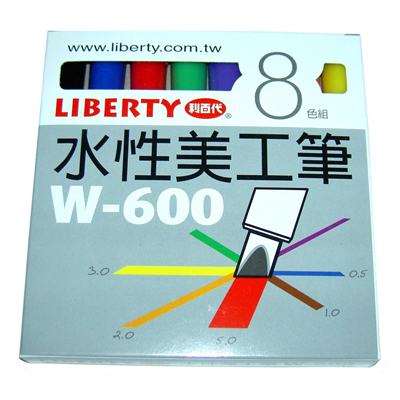 【文具通】Liberty 利百代 W-600 水性美工筆 斜方尖 8色