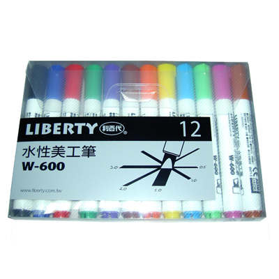 【文具通】Liberty 利百代 W-600 水性美工筆 斜方尖 12色
