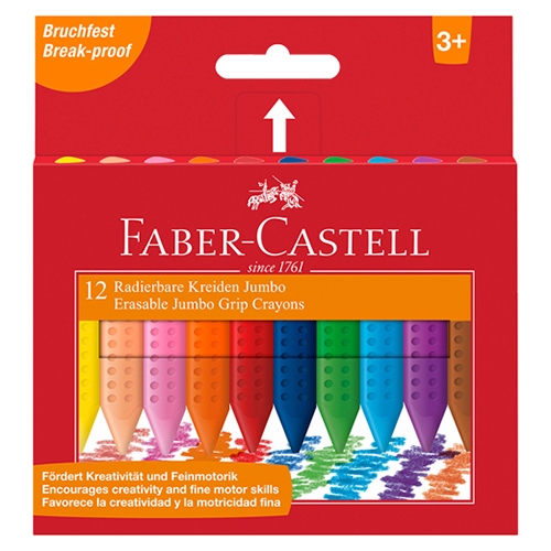 【文具通】Faber-Castell 輝柏 握得住可擦拭三角粗芯蠟筆12色 NO.122540