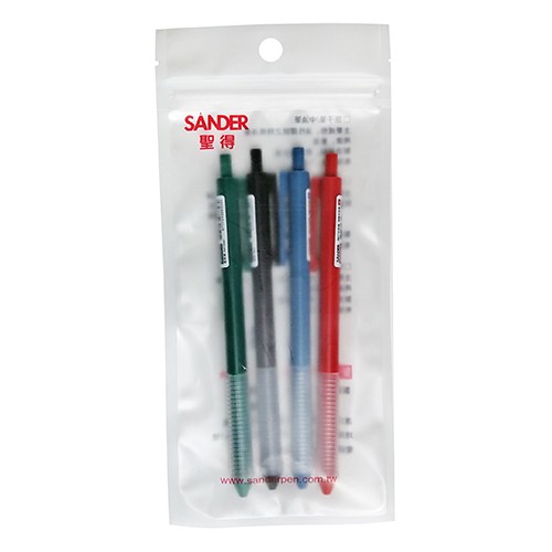【文具通】SANDER 聖得 GP-2508 舒適按壓中性筆 3色組 綠桿為藍芯