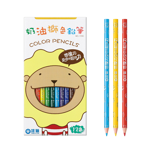 【文具通】SIMBALION 雄獅 BLCP-12 奶油獅 長支色筆/色鉛筆 12色 油性 紙盒