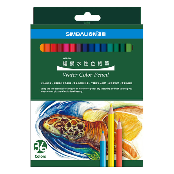 【文具通國際股份有限公司;華軒文具興業有限公司;SIMBALION 雄獅】SIMBALION 雄獅 36色水性色鉛筆紙盒 NO.WTP-36A