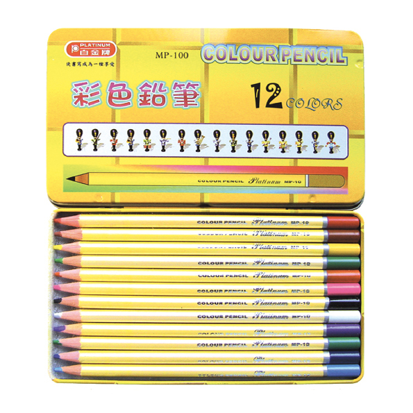 【文具通】PLATINUM 白金 MP-120 塗頭色筆/色鉛筆/彩色鉛筆 12色 油性 鐵盒
