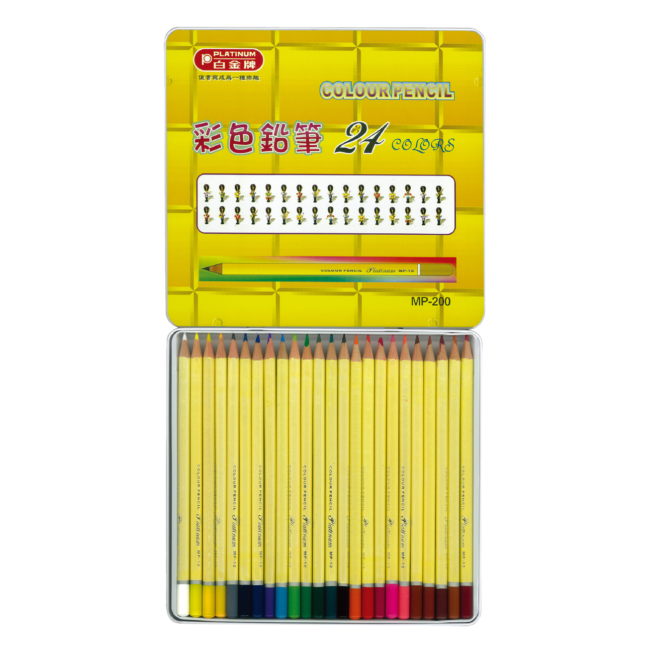 【文具通】PLATINUM 白金 MP-240 塗頭色筆/色鉛筆/彩色鉛筆 24色 油性 鐵盒