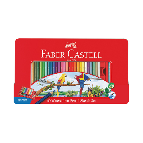 【文具通】Faber-Castell 輝柏 60色水性色鉛筆/鐵盒/鸚鵡 115965