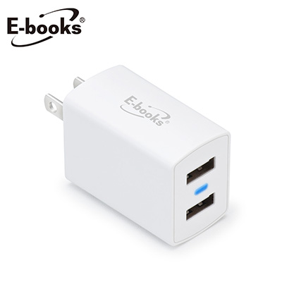 【文具通】E-books B23 雙孔2.4A USB快速充電器
