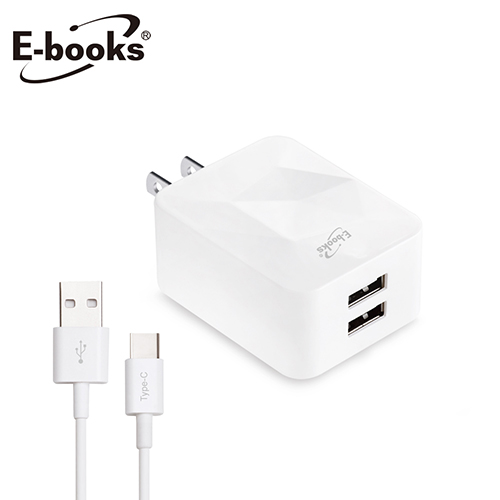 【文具通】E-books B38 雙孔3.4A USB 快速充電組