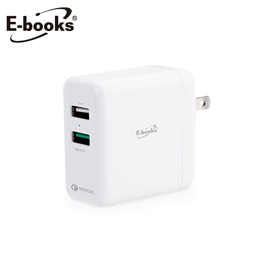 【文具通】E-books B40 高效能QC3.O雙孔充電器