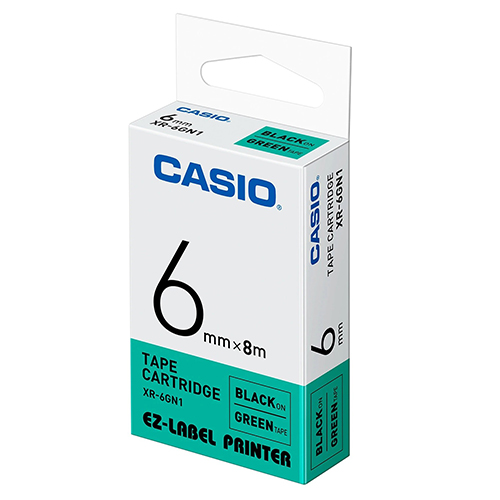 【文具通】CASIO 卡西歐 XR-6GN1 綠底黑字 標誌帶/色帶 6mm