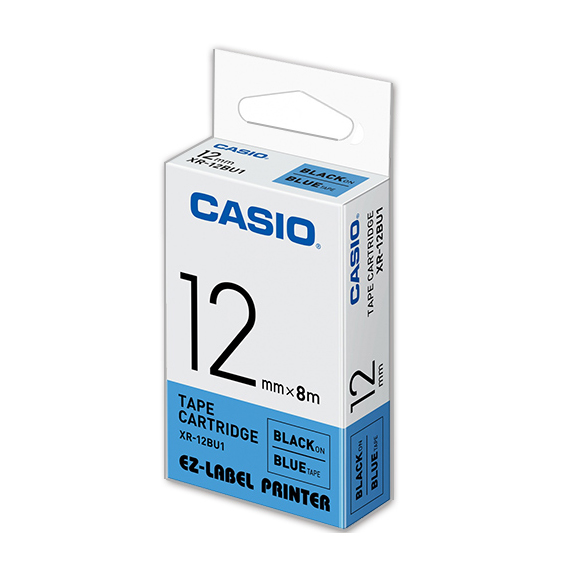 【文具通】CASIO 卡西歐 XR-12BU1 藍底黑字 標誌帶/色帶 12mm