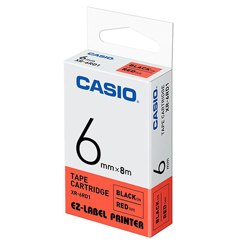 【文具通】CASIO 卡西歐 XR-6RD1 紅底黑字 標誌帶/色帶 6mm