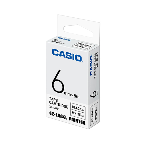 【文具通】CASIO 卡西歐 XR-6WE1 白底黑字 標誌帶/色帶 6mm