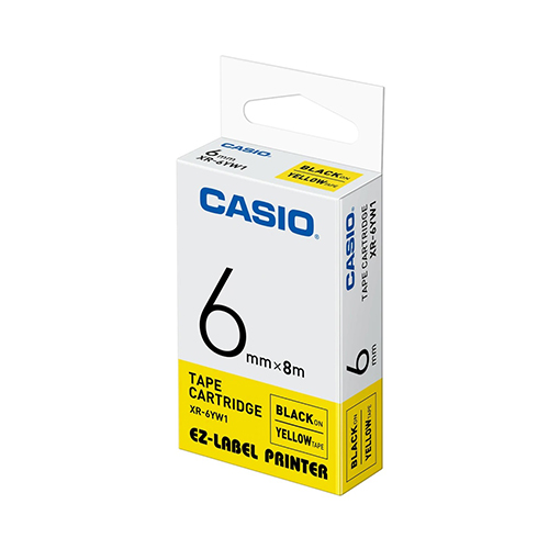 【文具通】CASIO 卡西歐 XR-6YW1 黃底黑字 標誌帶/色帶 6mm