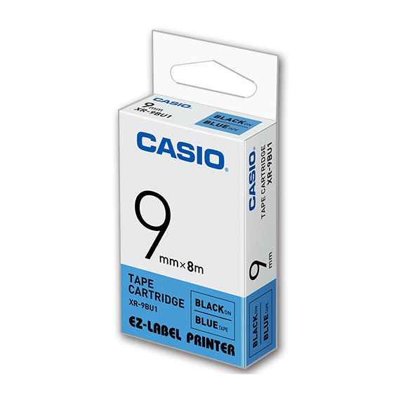 【文具通】CASIO 卡西歐 XR-9BU1 藍底黑字 標誌帶/色帶 9mm