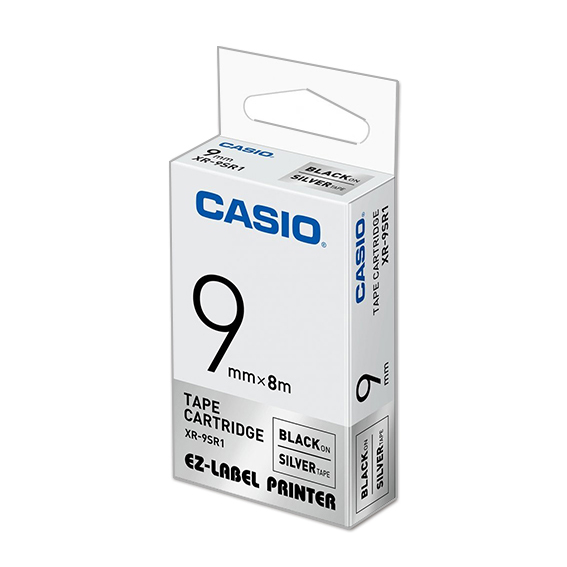 【文具通】CASIO 卡西歐 XR-9SR1 銀底黑字 標誌帶/色帶 9mm