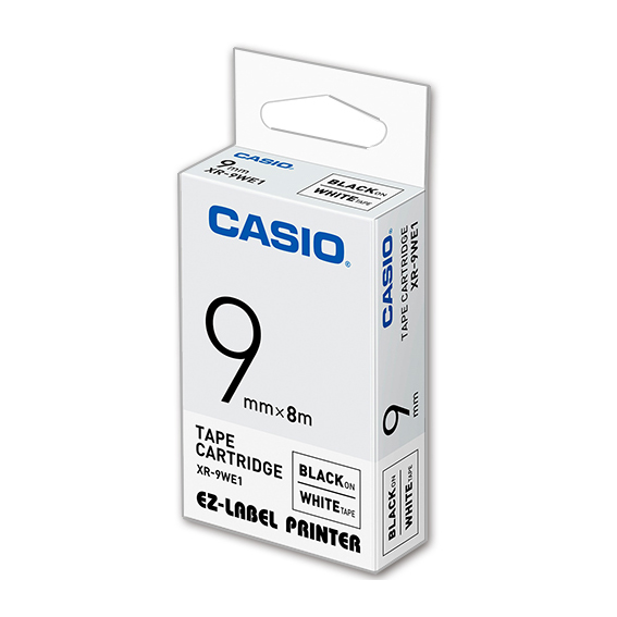【文具通】CASIO 卡西歐 XR-9WE1 白底黑字 標誌帶/色帶 9mm