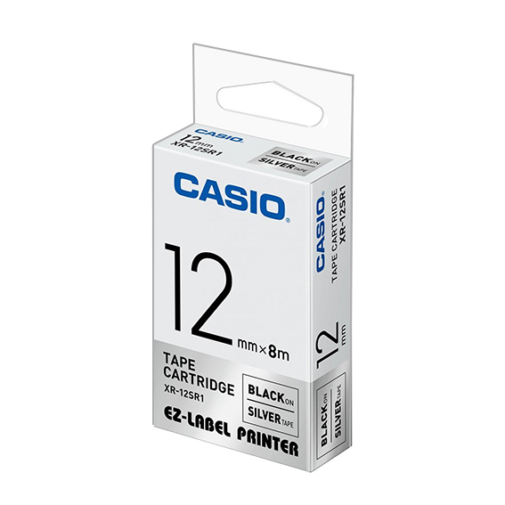 【文具通】CASIO 卡西歐 XR-12SR1 銀底黑字 標誌帶/色帶 12mm