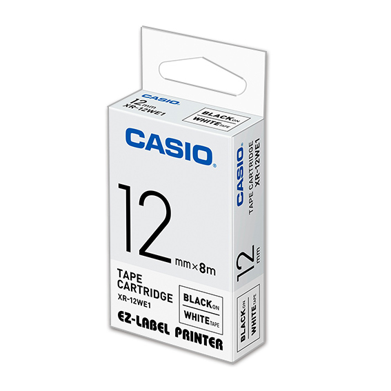 【文具通】CASIO 卡西歐 XR-12WE1 白底黑字 標誌帶/色帶 12mm