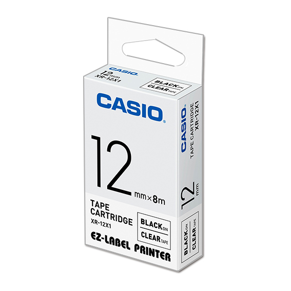 【文具通】CASIO 卡西歐 XR-12X1 透明底黑字 標誌帶/色帶 12mm