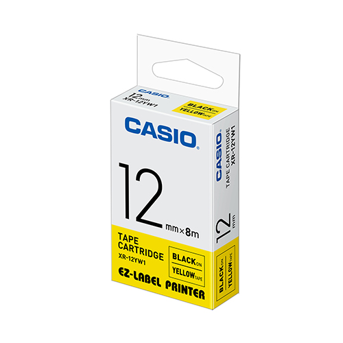 【文具通】CASIO 卡西歐 XR-12YW1 黃底黑字 標誌帶/色帶 12mm