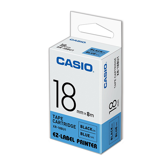 【文具通】CASIO 卡西歐 XR-18BU1 藍底黑字 標誌帶/色帶 18mm
