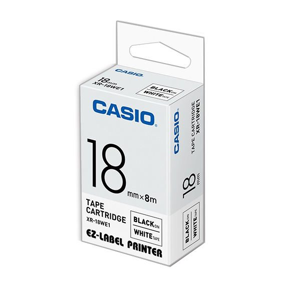 【文具通】CASIO 卡西歐 XR-18WE1 白底黑字 標誌帶/色帶 18mm