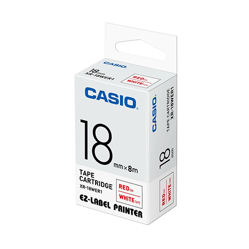 【文具通】CASIO 卡西歐 XR-18WER1 白底紅字 標誌帶/色帶 18mm