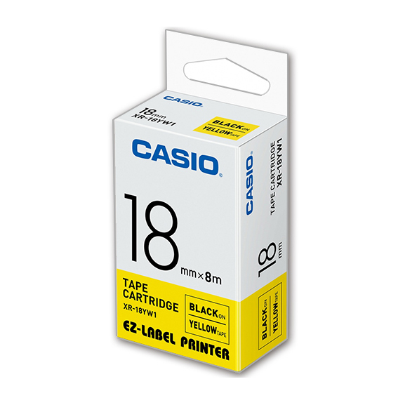 【文具通】CASIO 卡西歐 XR-18YW1 黃底黑字 標誌帶/色帶 18mm