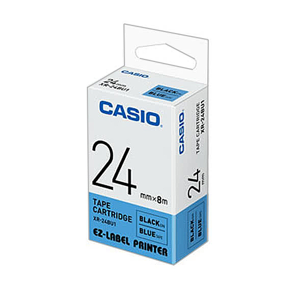 【文具通】CASIO 卡西歐 XR-24BU1 藍底黑字 標誌帶/色帶 24mm