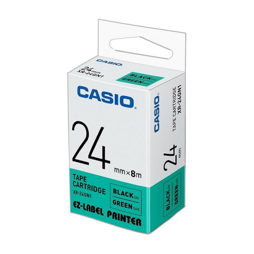 【文具通】CASIO 卡西歐 XR-24GN1 綠底黑字 標誌帶/色帶 24mm