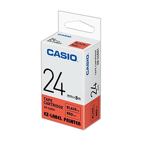 【文具通】CASIO 卡西歐 XR-24RD1 紅底黑字 標誌帶/色帶 24mm