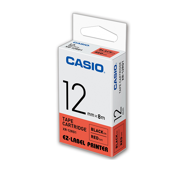 【文具通】CASIO 卡西歐 XR-12RD1 紅底黑字 標誌帶/色帶 12mm
