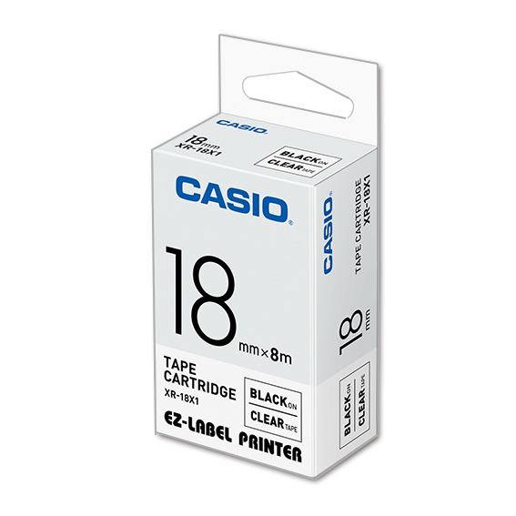 【文具通】CASIO 卡西歐 XR-18X1 透明底黑字 標誌帶/色帶 18mm