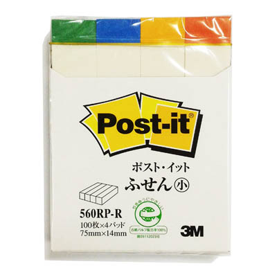 【文具通國際股份有限公司;華軒文具興業有限公司;3M 思高牌】3M 思高牌 Post-it 利貼 560RP-R 可再貼指示標籤 14×75mm (再生紙)