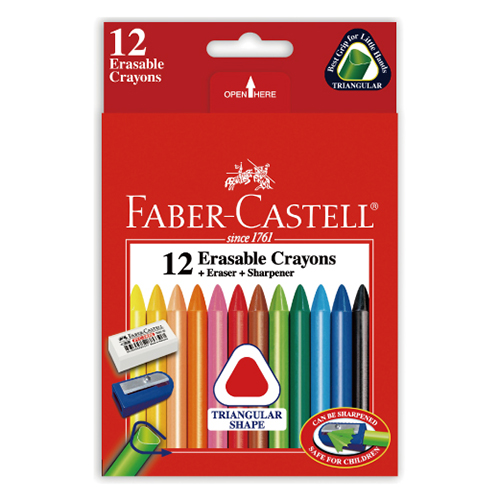 【文具通】Faber-Castell 輝柏 三角粗芯擦擦蠟筆12色 NO.122612