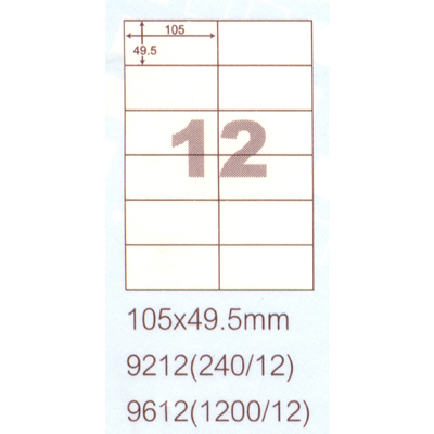 【文具通】阿波羅 105x49.5mm NO.9212 12格 A4 雷射噴墨影印自黏標籤貼紙 20大張入