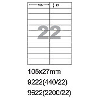 【文具通】阿波羅 105x27mm NO.9222 22格 A4 雷射噴墨影印自黏標籤貼紙 20大張入