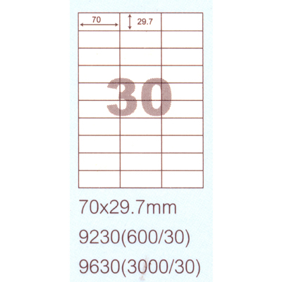 【文具通】阿波羅 70x29.7mm NO.9230 30格 A4 雷射噴墨影印自黏標籤貼紙 20大張入