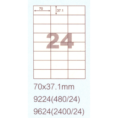 【文具通】阿波羅 70x37.1mm NO.9624 24格 A4 雷射噴墨影印自黏標籤貼紙 100大張入