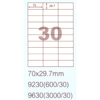 【文具通】阿波羅 70x29.7mm NO.9630 30格 A4 雷射噴墨影印自黏標籤貼紙 100大張入