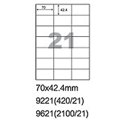 【文具通】阿波羅 70x42.4mm NO.9621 21格 A4 雷射噴墨影印自黏標籤貼紙 100大張入