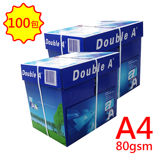 【文具通】Double A A4 80gsm 雷射噴墨白色影印紙500張入 X 100包