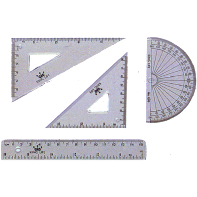 【文具通】Life 徠福 KS-115 15cm 組合定規 高級透明三角板/直尺/量角器尺組