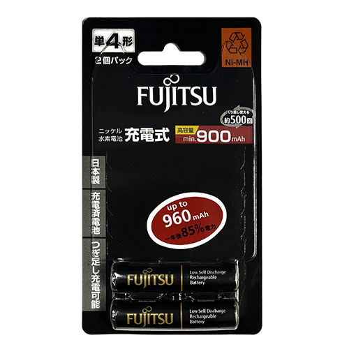 【文具通】FUJITSU 富士通 鎳氫低自放4號充電電池960mah 2入 HR-4UTHC/2B (黑)