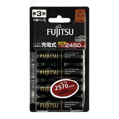 【文具通】FUJITSU 富士通 鎳氫低自放3號充電電池2570mah 4入 HR-3UTHC/4B(黑)